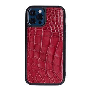 Premium Alligator Leather Case for iPhone 12 & 12 Pro Red